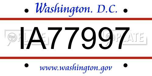 IA77997 District Of Columbia License Plate