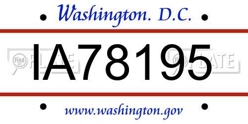 IA78195 District Of Columbia License Plate