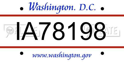 IA78198 District Of Columbia License Plate