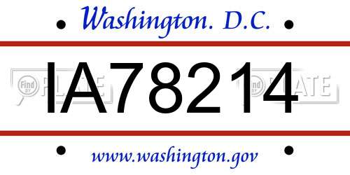 IA78214 District Of Columbia License Plate
