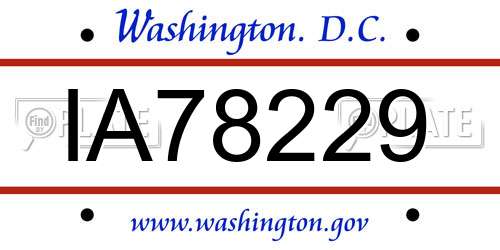 IA78229 District Of Columbia License Plate