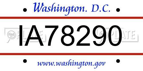 IA78290 District Of Columbia License Plate
