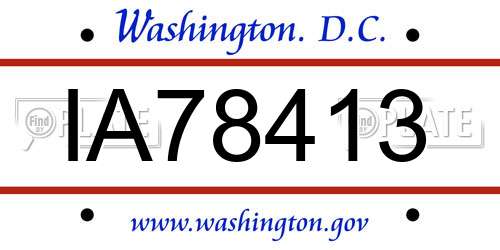 IA78413 District Of Columbia License Plate