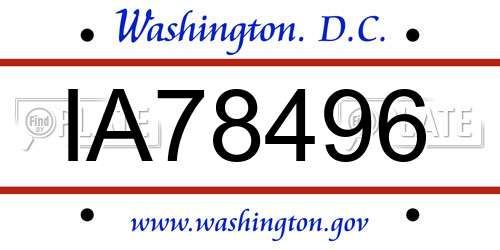 IA78496 District Of Columbia License Plate