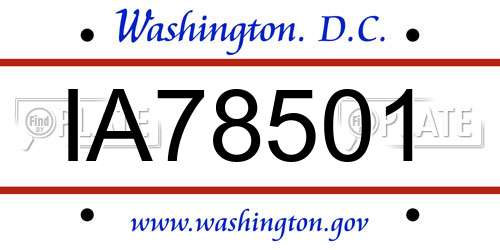 IA78501 District Of Columbia License Plate