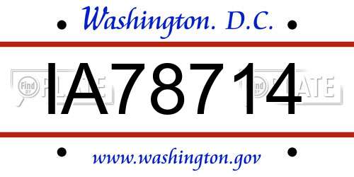 IA78714 District Of Columbia License Plate
