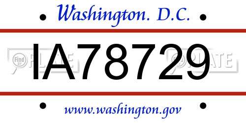 IA78729 District Of Columbia License Plate