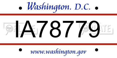 IA78779 District Of Columbia License Plate