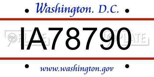 IA78790 District Of Columbia License Plate
