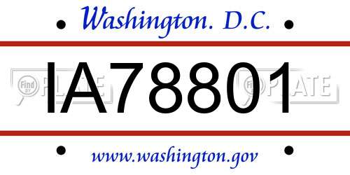 IA78801 District Of Columbia License Plate