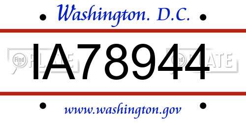 IA78944 District Of Columbia License Plate
