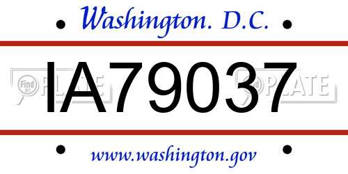 IA79037 District Of Columbia License Plate