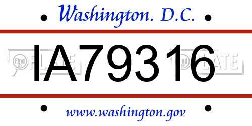 IA79316 District Of Columbia License Plate
