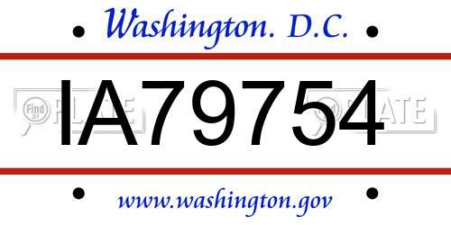 IA79754 District Of Columbia License Plate