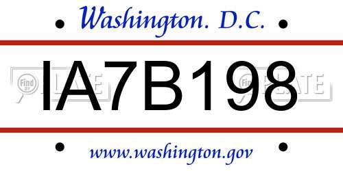 IA7B198 District Of Columbia License Plate