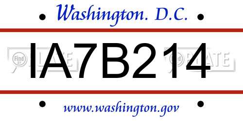IA7B214 District Of Columbia License Plate