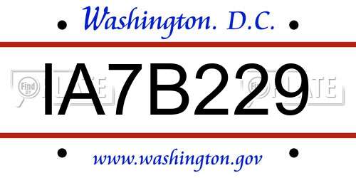 IA7B229 District Of Columbia License Plate