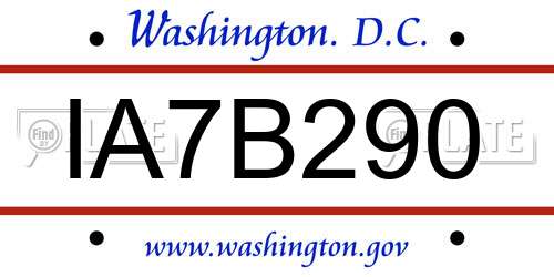 IA7B290 District Of Columbia License Plate