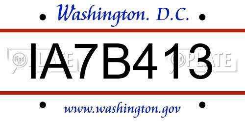 IA7B413 District Of Columbia License Plate