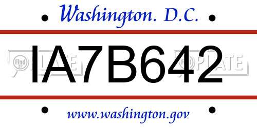 IA7B642 District Of Columbia License Plate