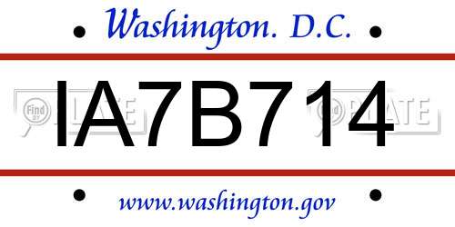IA7B714 District Of Columbia License Plate