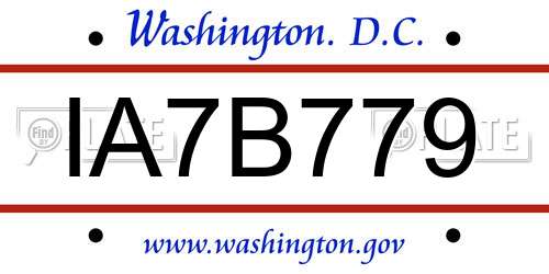 IA7B779 District Of Columbia License Plate
