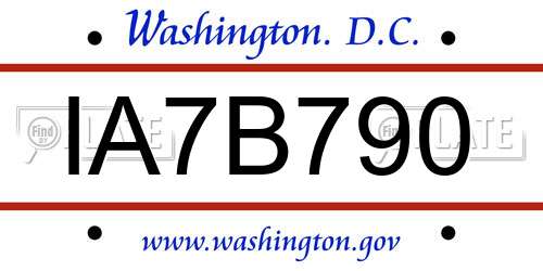 IA7B790 District Of Columbia License Plate