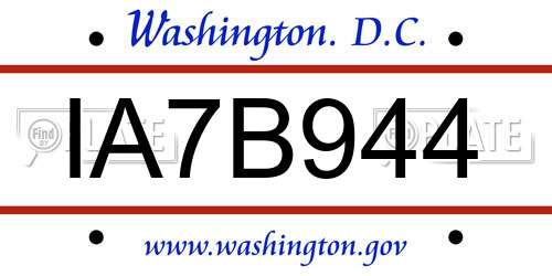 IA7B944 District Of Columbia License Plate