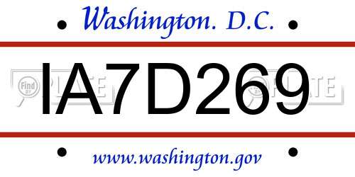 IA7D269 District Of Columbia License Plate