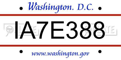 IA7E388 District Of Columbia License Plate