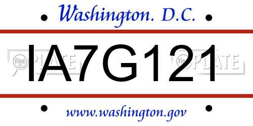 IA7G121 District Of Columbia License Plate