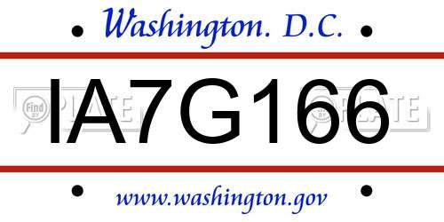 IA7G166 District Of Columbia License Plate