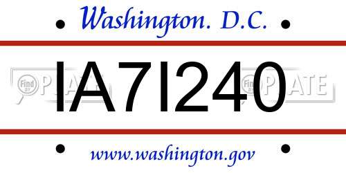 IA7I240 District Of Columbia License Plate