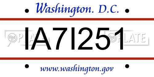 IA7I251 District Of Columbia License Plate
