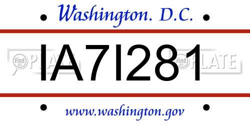 IA7I281 District Of Columbia License Plate