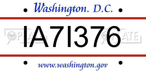 IA7I376 District Of Columbia License Plate