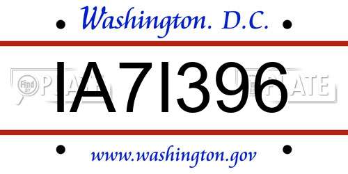 IA7I396 District Of Columbia License Plate