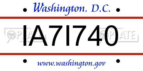 IA7I740 District Of Columbia License Plate