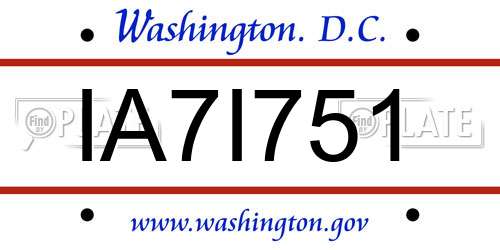 IA7I751 District Of Columbia License Plate