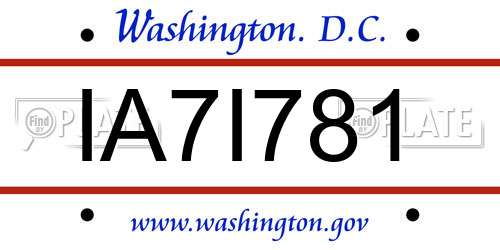 IA7I781 District Of Columbia License Plate