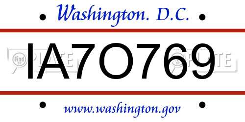 IA7O769 District Of Columbia License Plate