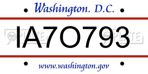IA7O793 District Of Columbia License Plate