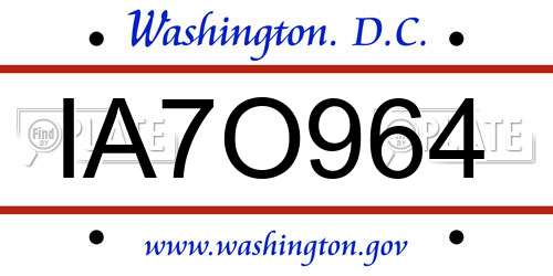 IA7O964 District Of Columbia License Plate