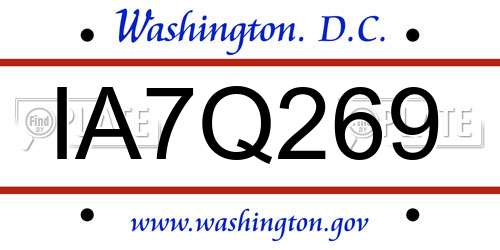 IA7Q269 District Of Columbia License Plate