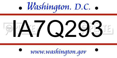 IA7Q293 District Of Columbia License Plate