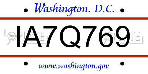 IA7Q769 District Of Columbia License Plate