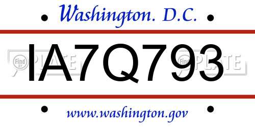 IA7Q793 District Of Columbia License Plate