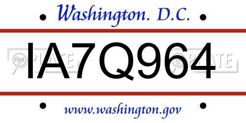 IA7Q964 District Of Columbia License Plate