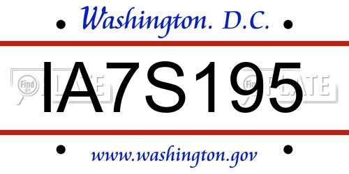 IA7S195 District Of Columbia License Plate