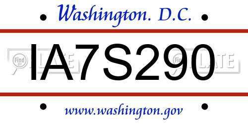IA7S290 District Of Columbia License Plate